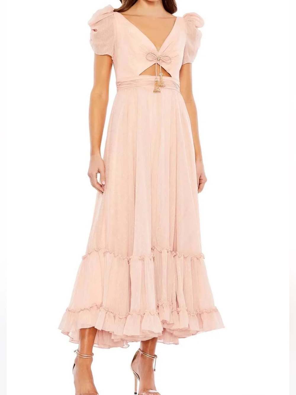 Mac Duggal Pale Blush Tiered Maxi Skirt